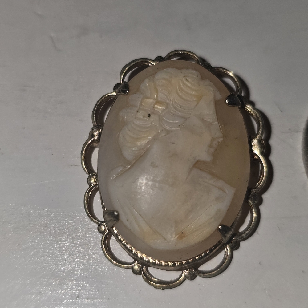 Vintage Cream Cameo Brooch Pin